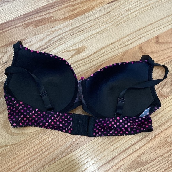 XOXO polka dot Print Bra Women’s 38C padded wire free Bow detail - Picture 2 of 7